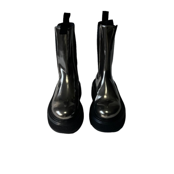 Marsèll Boots Women’s SZ 7.5 Zuccone Chelsea Silver Metallic Leather Mid-Calf - Picture 3 of 10